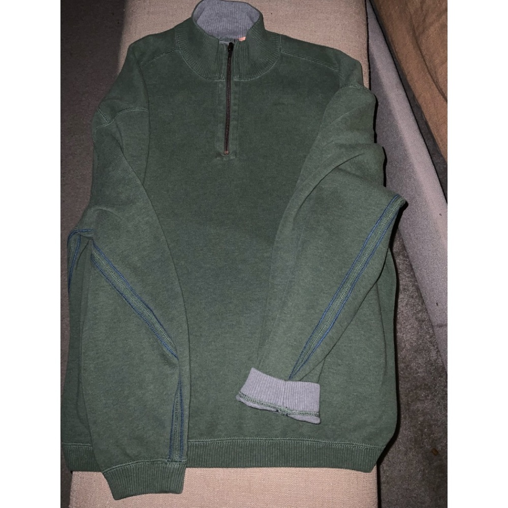 Tommy Bahama ~ Green 1/2 zip collared sweater / sweatshirt - Picture 9 of 10